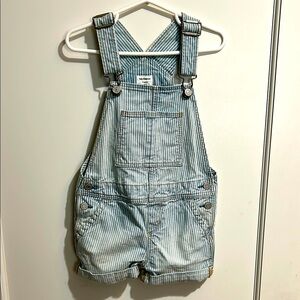 Gap Striped Distressed Denim Overalls Shorts